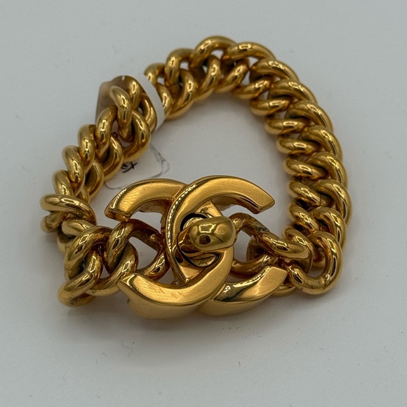 CHANEL Jewelry - CHANEL Gold Chain Bracelet with Iconic Emblem